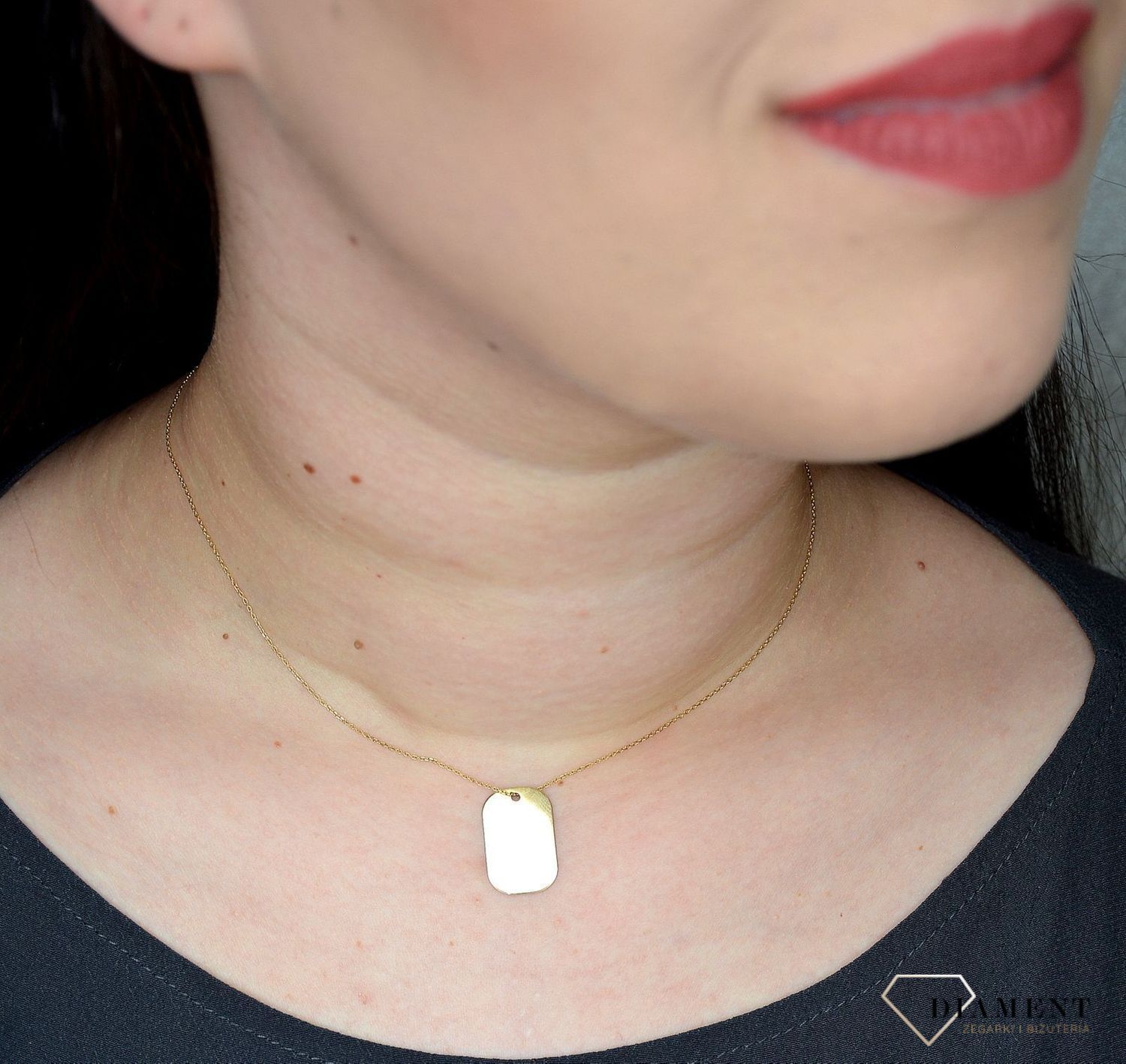 Złoty naszyjnik 585 nieśmiertelnik blaszka do graweru DIA-NA 246-585.jpg